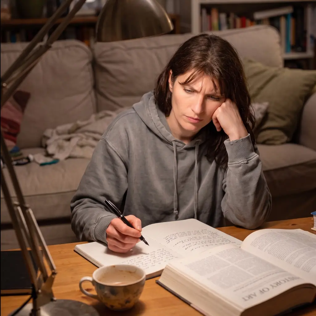 Je devrais y arriver seul, livres et notes a la lampe le soir