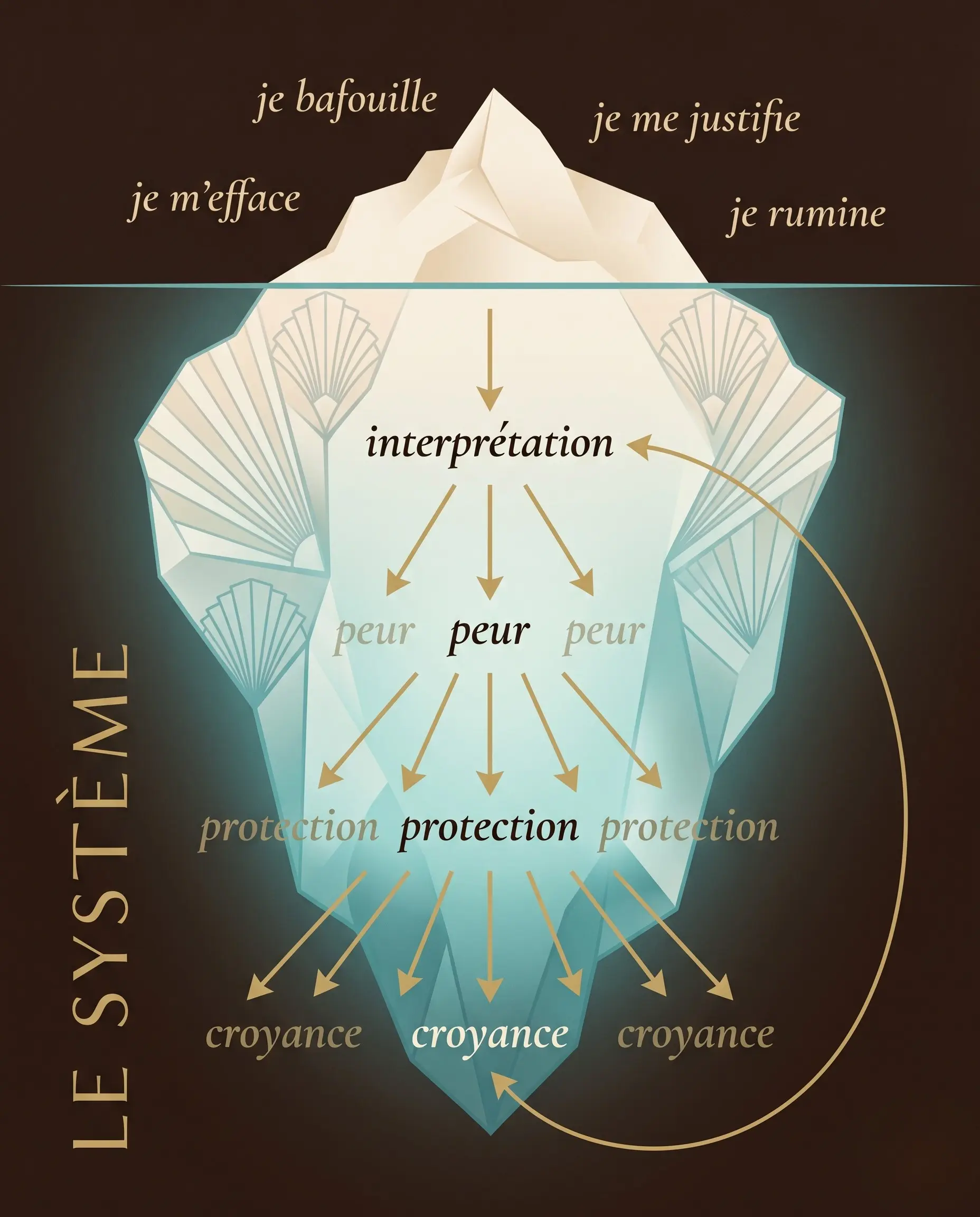 Le signal visible et le système qui le déclenche - visualisation iceberg