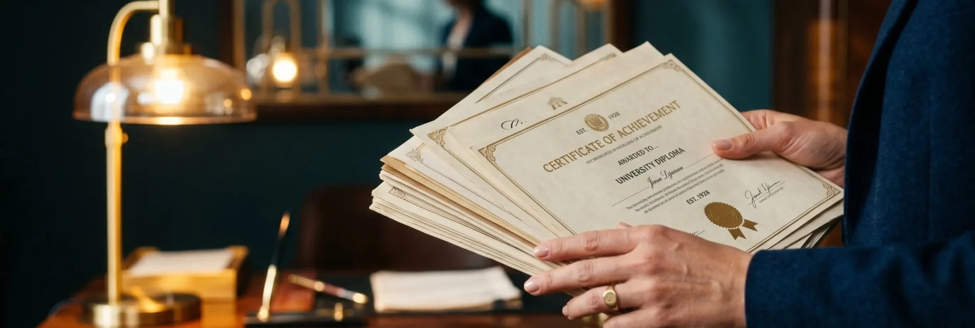 Complexe de l'imposteur, visuel symbolique d'un cadre dans un bureau avec reflet décalé